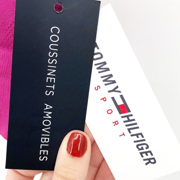 TOMMY HILFIGER SPORT Seamless Sports Bra Small Pink Dahlia Seamless Scoop NWT - Picture 13 of 14